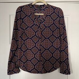 The Limited Navy and Red Patterned Blouse